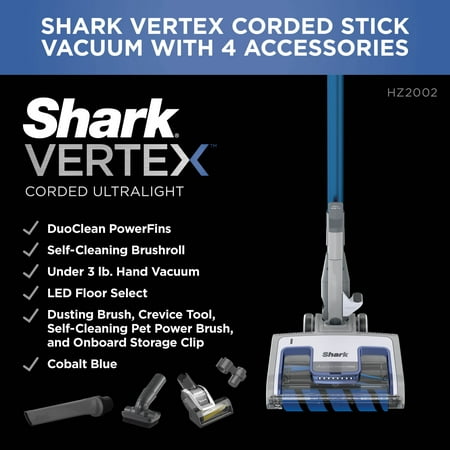 Shark - Vertex UltraLight DuoClean PowerFins Corded Stick Vacuum with Self-Cleaning Brushroll - Colbalt Blue