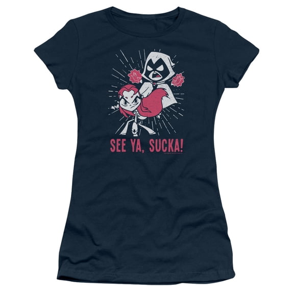 Teen Titans Go - Suckas - Juniors Teen Girls Cap Sleeve Shirt - Medium