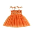 thumbnail image 1 of Robe d'Halloween pour Bébé Fille Imprimé Citrouille Sans Manches en Tulle Robe Trapèze, 1 of 7