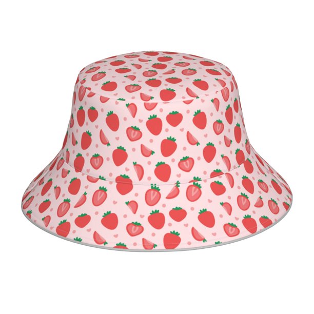 Fotbe Strawberry Sombrero Tipo Pescador con Estampado – Sombrero de Sol de Algodón de Moda para Playa, Golf, Pesca