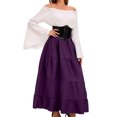 thumbnail image 3 of Diufon Plus Size Womens Dress Ruffle off Shoulder Long Sleeve Maxi Dress Color Block Waisted A-Line Dress, 3 of 6