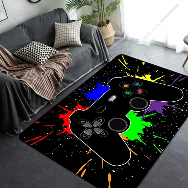 Game Controller Modern Area Rug Game Video Gaming Carpet Gamer Rug Floor Mat Soft with Non-Slip Backing Home Decor Gamer Room Decor for Living Room Bedroom (GM-5, 39.4" x 62.9"× 0.39" in)