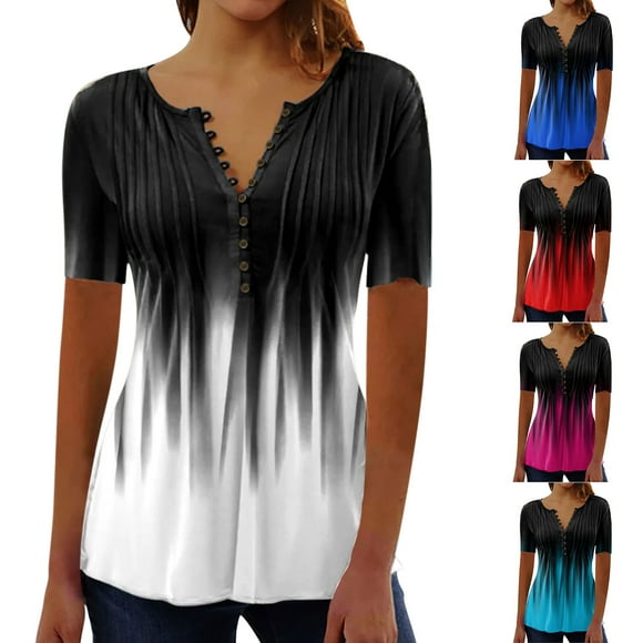 Sentmoon Concert Outfits for Women Crew Neck Summer Blouses for Women 2025 Short Sleeve with Print Relaxed Beach Tshirts Soft and Comfortable for Business Travel XL