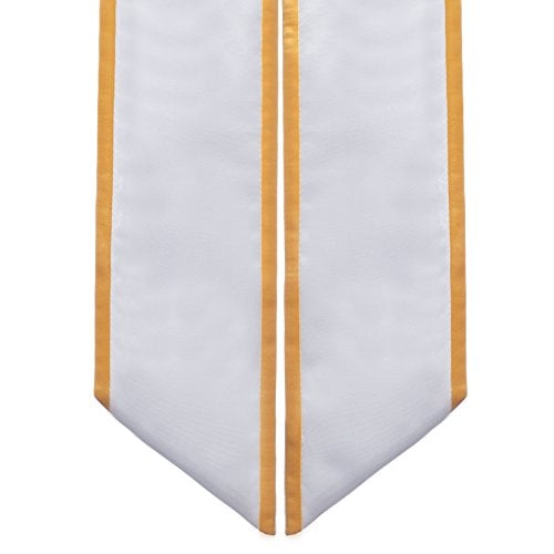 Honors Graduation Academic Angled End Honor Stoles/Sahes (White w/Gold Trim)