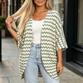 thumbnail image 7 of Cmfcve Womens Plus Size Kimono Cardigans Striped Open Front 3/4 Sleeve Shirts Lightweight Casual Cover Up Tops, 7 of 7