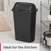 Sterilite Large Kitchen Trash Can, 13 Gallon Plastic Garbage Bin with Roll Top Lid, Black