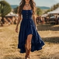 thumbnail image 3 of Iyufng Womens Solid Color Ruffled Spaghetti Straps Dresses Sleeveless Fitted Pleated Casual Dress, 3 of 6
