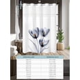 thumbnail image 6 of No Hook Cloth Fabric Shower Curtain with Snap in Liner, Light Grey Tulip Waterproof Shower Curtains Set with See Through Top Window, Rustic Elegant Floral Botanical Bath Curtains Shower 72"x84", 6 of 6