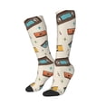 thumbnail image 2 of Fotbe Retro Vintage Tape print Women's Men's Novelty Crew Socks Cotton Socks Knee High Socks for Walking,Running,Nurses,Pregnancy, 2 of 8