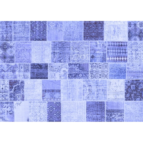 Ahgly Company Indoor Rectangle Patchwork Blue Transitional Area Rugs, 7' x 9'