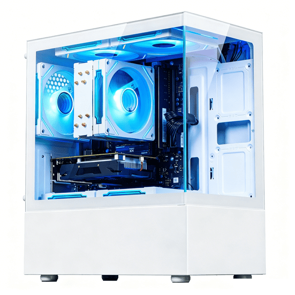 WIWB Gaming Desktop PC, AMD Ryzen 5 4500, 16GB DDR4 RAM, 512GB SSD, RX 560 4G, WiFi 6, White