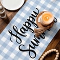 thumbnail image 3 of Summer Beach Table Runner 70 Inches, Happy Summer Slippers Coastal Blue Plaid Bed Runner Dresser Scarves Tabletop for Indoor Outdoor Parties/Ceremony/Banquet, 13" x 70", 3 of 9