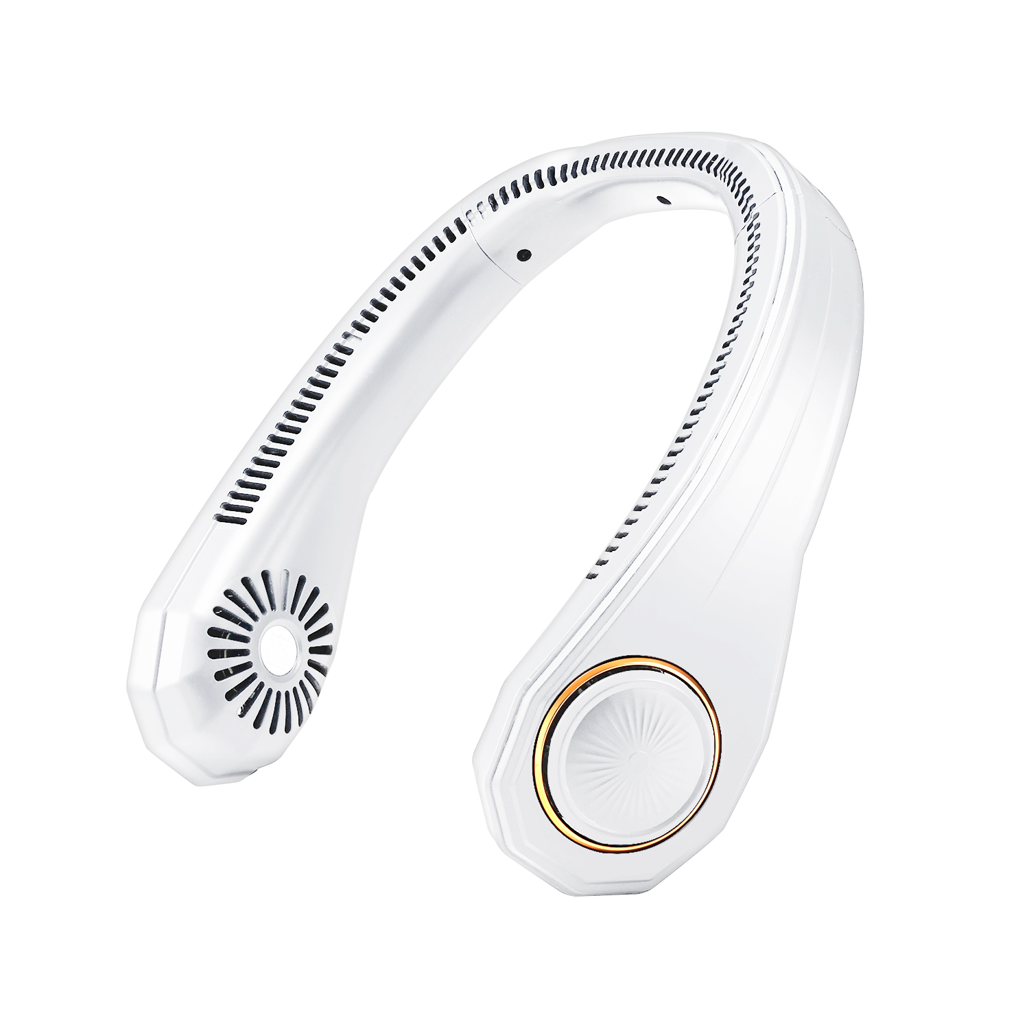 Hengswere Portable Neck Fan, 4000 mAh Rechargeable Hands Free Bladeless Fan with USB and 3 Speeds Wearable Personal Mini Fan, White for Traveling, Hiking, Office