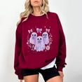 thumbnail image 2 of HomeDM Halloween Sweatshirts Womens Long Sleeve Graphic Crewneck Pullover Tops - Red/L, 2 of 5