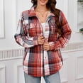 thumbnail image 4 of SuTry Womens Tops Classic Lapel Plaid Shirt Long Sleeve Button Two Pockets Plush Lined Warm Fleece Top Fall Winter Fashion Coat(Multicolor#2,M), 4 of 6