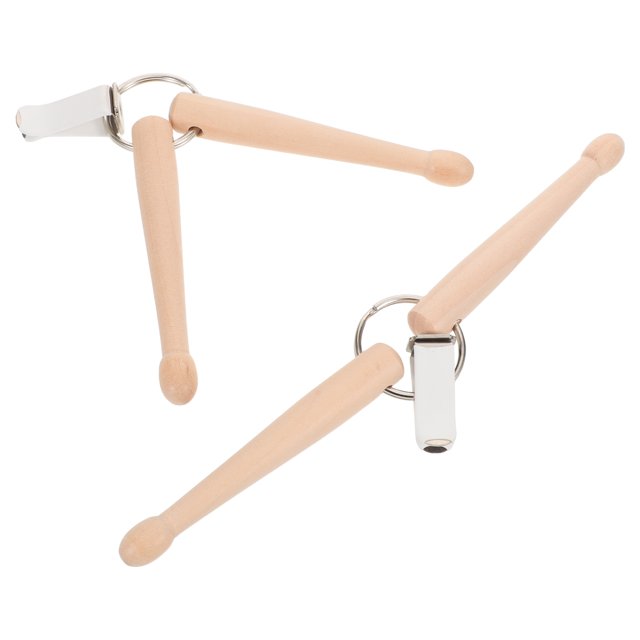 Raindrops 2Pcs Wood Drumstick Keychain Lightweight Portable Key Ring for Drummers Beige Color