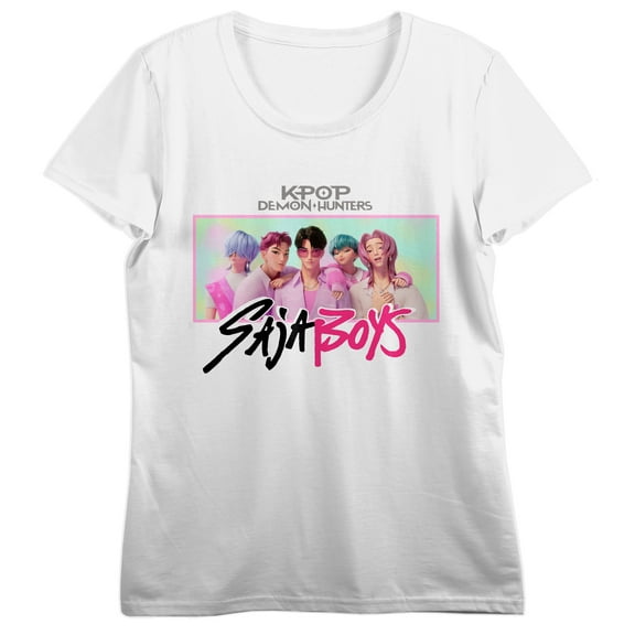 Kpop Demon Hunters The Saja Boys Still Image Women's White Crew Neck Short Sleeve T-shirt-XS