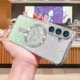 thumbnail image 3 of Zonrw Para Samsung Galaxy S25 Funda Magnética Para Mujer Niña Suave Lindo Lujo Amor Corazón Chapado Bling Degradado Brillo Claro Funda Para Teléfono Compatible Con Magsafe Contraportada A Prueba De Go, 3 of 5