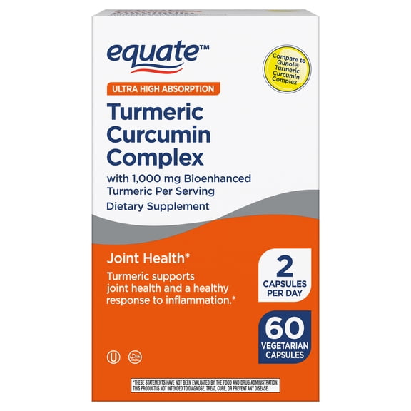 Equate Turmeric Curcumin Complex 1,000mg Capsules, 60 count