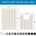 thumbnail image 2 of 2-Piece Bathroom Rug Set, 20" x 32" Plus 17" x 24", Extra Thick Chenille Striped Long Pile Bath Mats, Non-Slip Floor Mat For Bathroom, 2 of 6