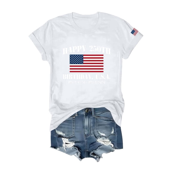 American Flag Patriotic T-Shirts for Women 4th Of July Usa Flag Graphic Print Short Sleeve Tees Shirt Usa Flag Tops Summer Tee