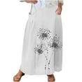 thumbnail image 2 of 2025 Clearance Items under $5.00 Viikei Women's Skirt with Side Slit for Comfort,Women's Printed Elastic Waistband Pleated Pocket Skirt With Mid Calf Skirt White XXL, 2 of 5