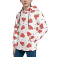 thumbnail image 2 of Lsque Hand Drawn Strawberry Patten Youth Hoodie Sweatshirt Pullover with Kangaroo Pocket Boys and Girls Hoodie Warm Hoodie for Kids-Medium, 2 of 6