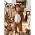 thumbnail image 5 of RUINIXCW Baby Animal Jumpsuit with Hood Soft Warm Flannel Long Sleeve Romper Cartoon Duck/Bear for Infant Boys Girls, 5 of 8