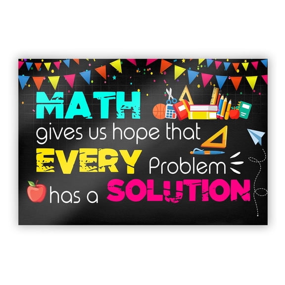 Math Give Us Hope Every Problem Has A Solution Poster Maths Class Posters Mathematics Pediatric Poster Math Classroom For For Middle School And High School Maths Teacher Supplies