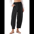thumbnail image 3 of Pantalones Rectos Holgados Informales de Algodón y , Color Negro, Talla XXL, 3 of 7