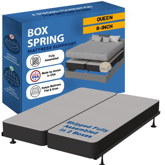 Continental Sleep, 8" Split wood Box Spring/Foundation for Mattress, Queen