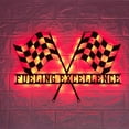 thumbnail image 2 of Craftnamesign Custom Start Finish Racing Flag Metal Sign LED Light, Race Checkered Flag Name Sign, 2 of 5