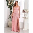 thumbnail image 3 of Beauty-Emily Women’s Glitter Square Neck A-Line Maxi Dress with Side Split, Elegant Evening Gown for Wedding, Party, Prom, Birthday & Formal Events, 3 of 7