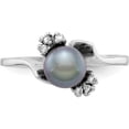 thumbnail image 4 of 14K White Gold 6mm Black Fw Cultured Pearl Aa Diamond Ring (Size 6) Made In United States y2015bp/aa, 4 of 5