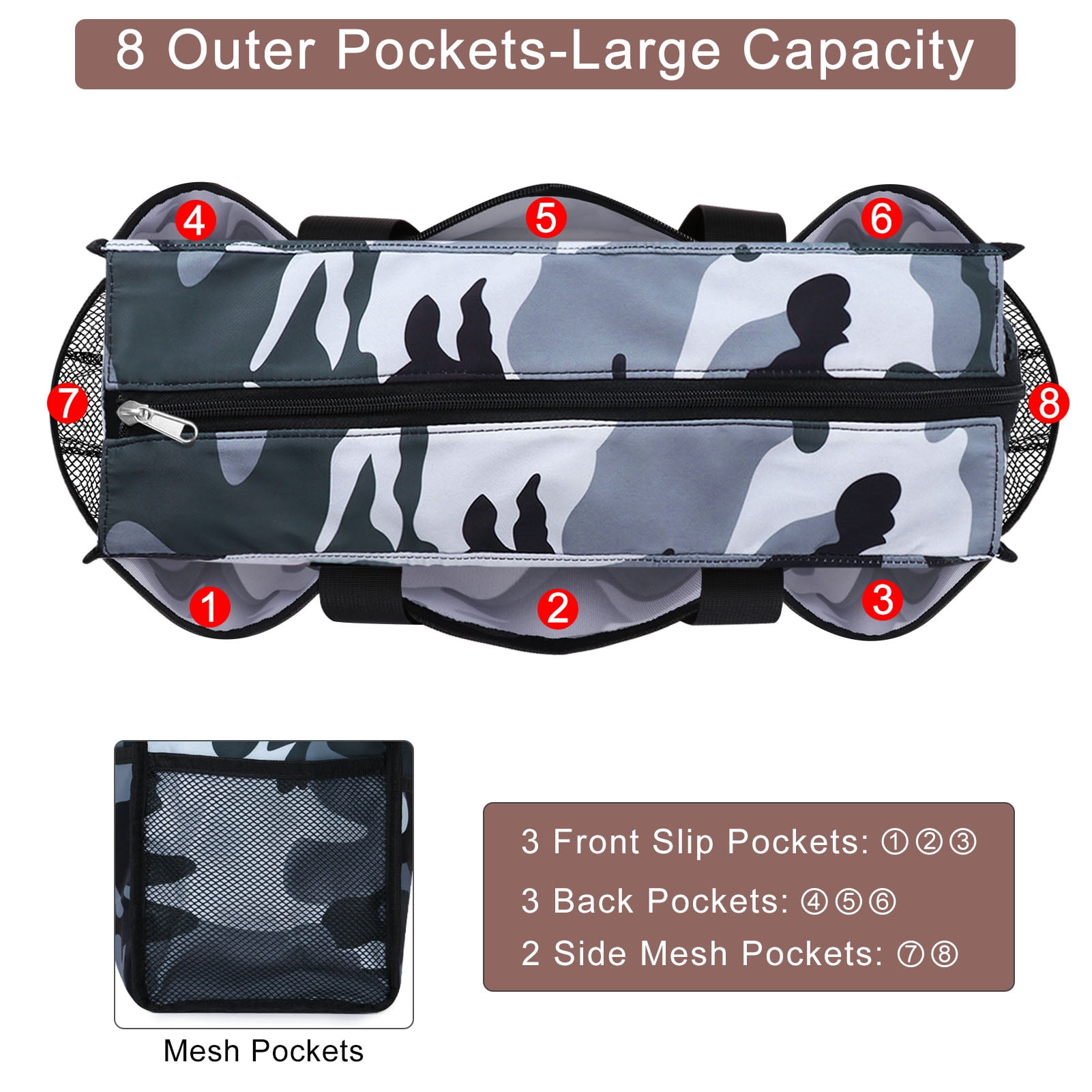 HAWEE Clinical Bag for Nursing Trainee Multipurpose Zip-top Tote Organizer for Teacher/ Doctor/ Weekender with Trolley Sleeve and Laptop Pocket, Camo