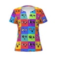 thumbnail image 3 of Naloa Doodle Faces Emotions Print T-Shirts Short Sleeve V Neck Tees for Women Fashion Tops Trendy Lightweight Soft Casual Summer Outfits Clothes, 3 of 5