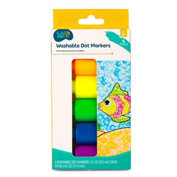 Hello Hobby Washable Dot Markers, 6-Pack Neon Colors