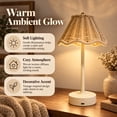 thumbnail image 5 of Vintage Rattan LED Table Lamp, Rechargeable Touch Dimmable Bedside Light, Scalloped Woven Shade Decorative Lamp for Bedroom Living Room Patio, 5 of 7