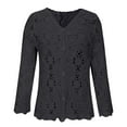 thumbnail image 4 of Zedker Casual Women'S Lace Decoration Openwork Knitted Cardigan Sweaters,Classic Soft V-Neck Long Sleeve Lace Tops for Fall Winter,Black,S, 4 of 6