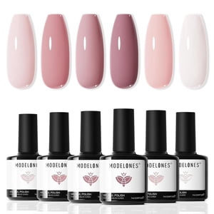 Modelones Gel Nail Polish Set, 6 Colors Nude Pink