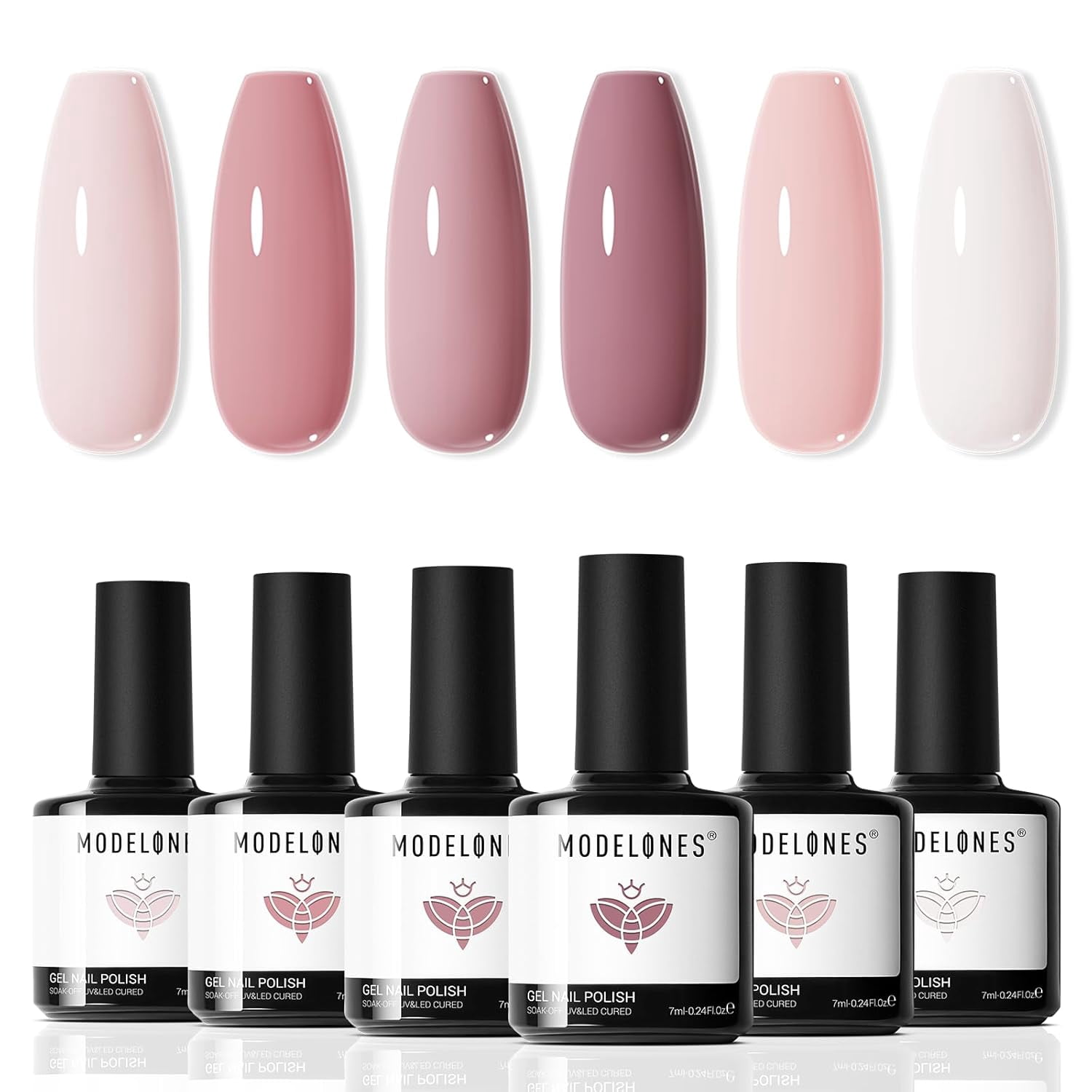 Modelones Gel Nail Polish Set, 6 Colors Nude Pink photo 1
