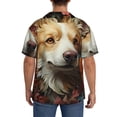 thumbnail image 3 of Lsque Vintage Colorful Flower Puppy print Men's Cuban Collar Short Sleeve Shirt Summer Beachwear Casual Button Down Fashionable Vacation Leisure Shirt-Medium, 3 of 7