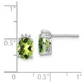 thumbnail image 2 of White Sterling Silver Earring Stud Women'S Peridot Oval Green Diamond 10 mm 6, 2 of 2