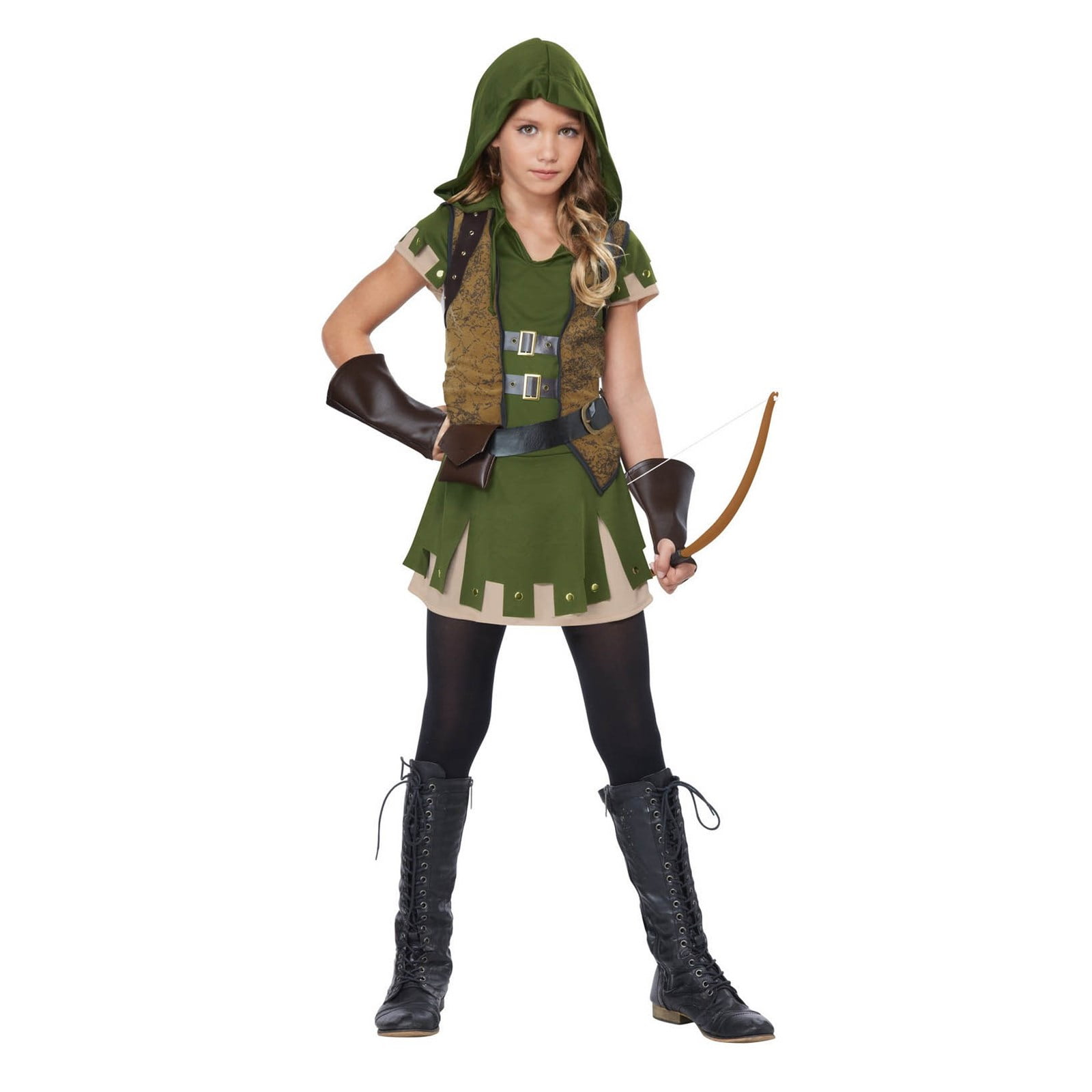 Robin Hood Costume Womens Ladies Outlaw Medieval Archer Fancy Dress Outfit 