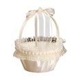 thumbnail image 2 of Cesta de boda para niña de flores, cestas elegantes, símbolo de amor, mango cómodo decorado con encaje satinado para decoración de adornos de boda Estilo A, 2 of 8