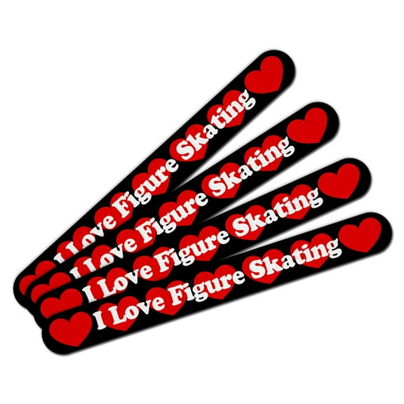 I Love Figure Skating Double-Sided Nail File Emery Board Set 4 Pack