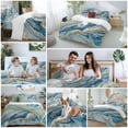 thumbnail image 5 of Abstract Ocean Waves Duvet Cover Set King Size, Gradient Blue Gold Sea Art 4 Piece Soft Microfiber Bedding Set with 1 Duvet Cover, 1 Flat Sheet, 2 Pillowcases, 5 of 9