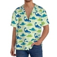 thumbnail image 3 of KLL Cute Dinosaur Blue Green Print Men's Shirt Short Sleeve Button Down Summer Cuba Beach Shirts- Large, 3 of 7