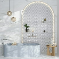 Solace 12x9 White Metallic Silver Glass Mosaic Diamond Wall Tile (3.91 sq ft/case) - 5 Pack