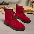 thumbnail image 6 of Wovix Women's Ankle Boots Faux Suede Waterproof Lace Up Spring Fall High Top Snow Boots Trendy Plaid Daily Work Flat Shoes Wine 38, 6 of 7